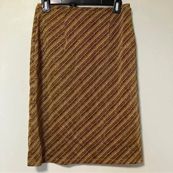 Express Y2K spandex metallic  lurex gold striped skirt - Picture 4 of 4